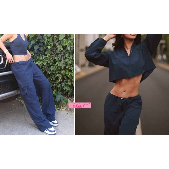 Alo Megastar Cargo Pants High OR Low Rise Navy Wide Leg Outdoor Hiking Utility L - Picture 8 of 13